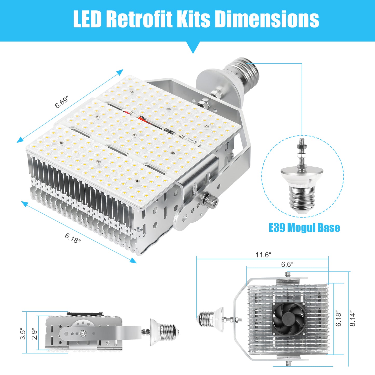 LED RETROFIT KITS 150W 5000K WITH LENS 100-277VAC