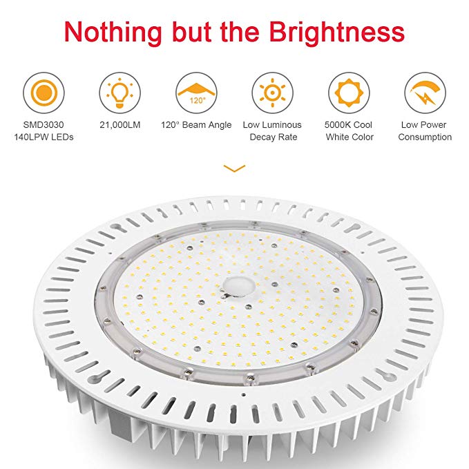 LED INDUSTRIAL HIGH BAY IHB 150W 5000K 100-277VAC WHITE 0-10V DIMMABLE