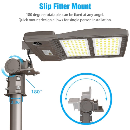 LED SHOEBOX LIGHT 150W,5000K,277-480VAC, A BRACKET(SLIP FITTER)