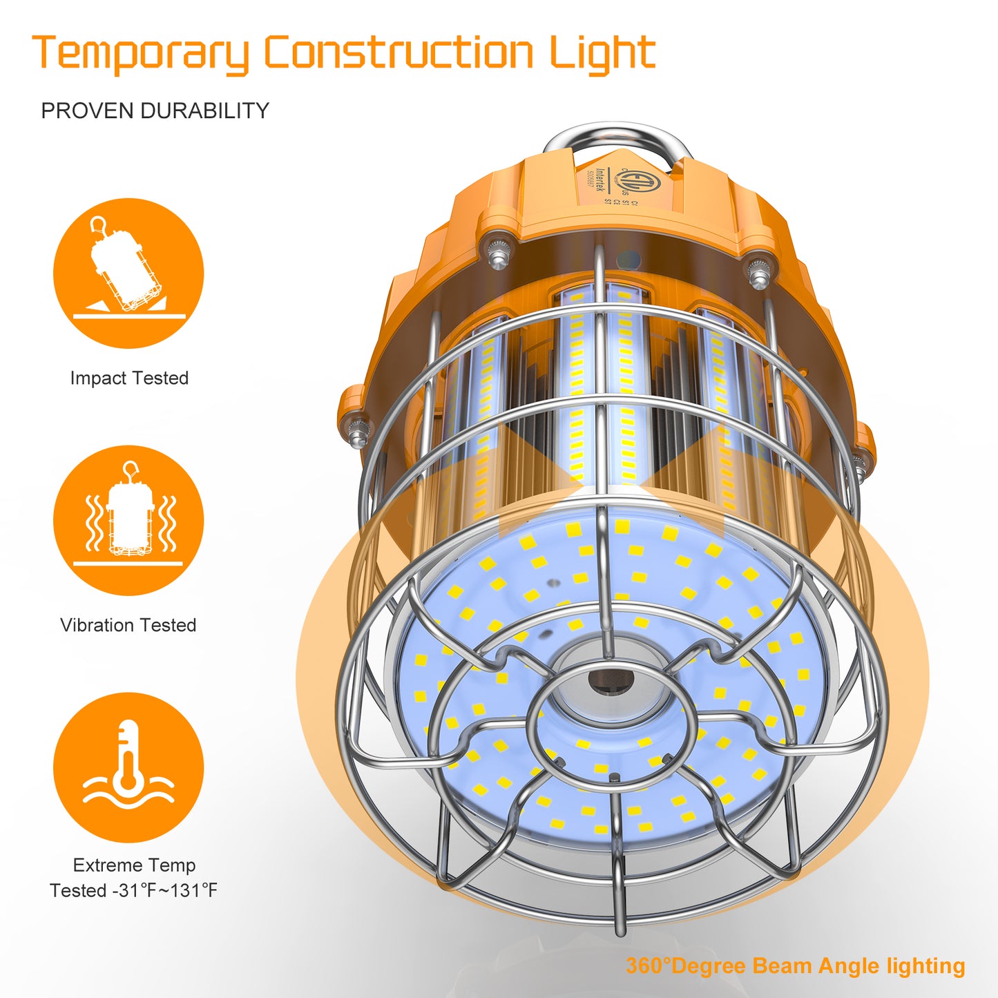 LED ROUND WORK LIGHT 60W 5000K 100-277VAC YELLOW US PLUG