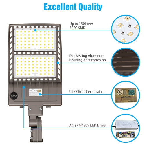 LED SHOEBOX LIGHT 150W,5000K,277-480VAC, A BRACKET(SLIP FITTER)