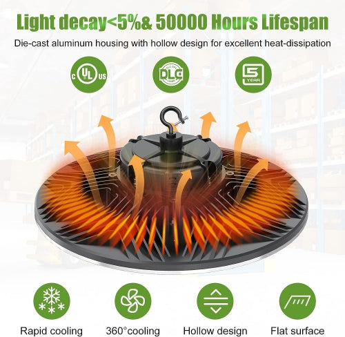 LED UFO HIGH BAY PRO 150W 5000K 100-277VAC DIMMABLE